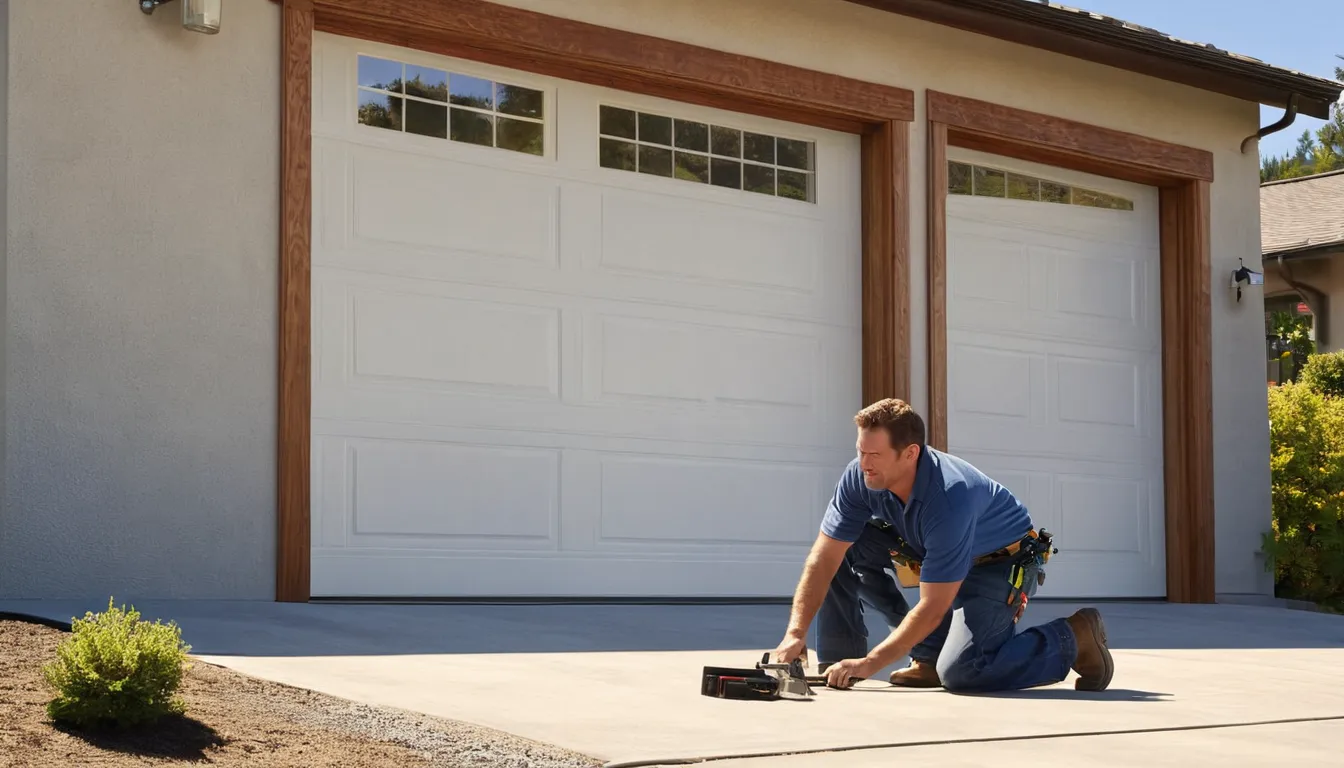A local provider inspecting a residential garage door in Firestone